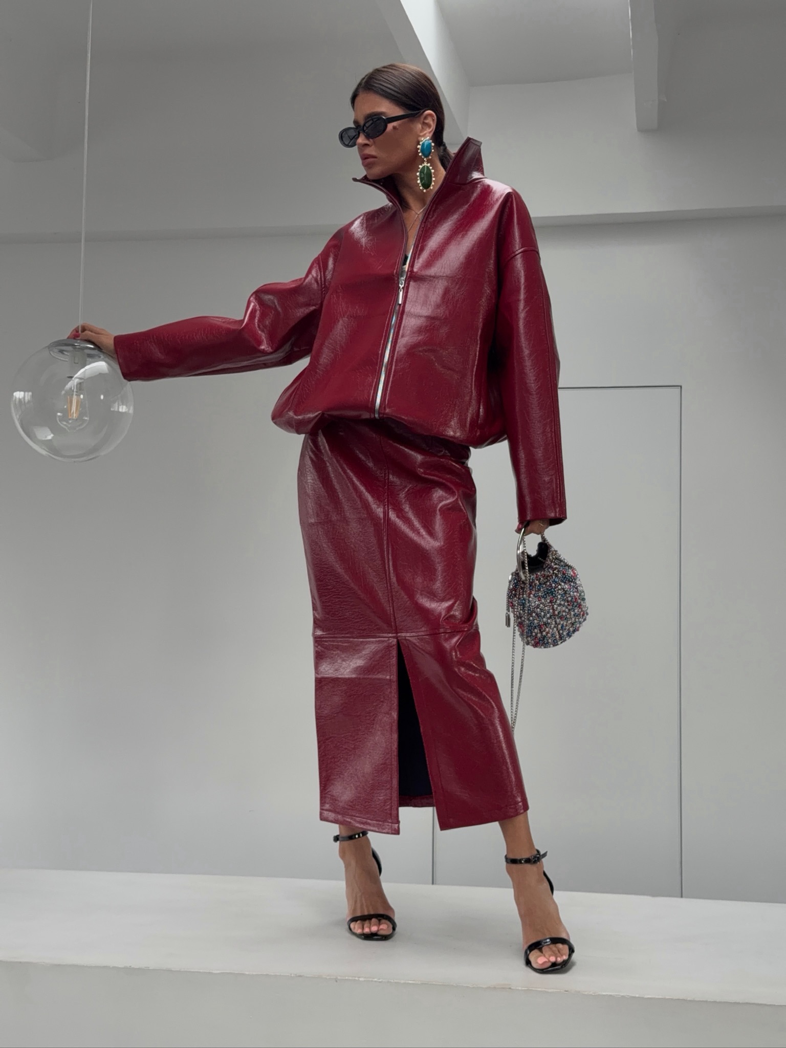 Women Shiny PU Leather 2‑Piece - огляд і ціна Vintage Fashion Jacket