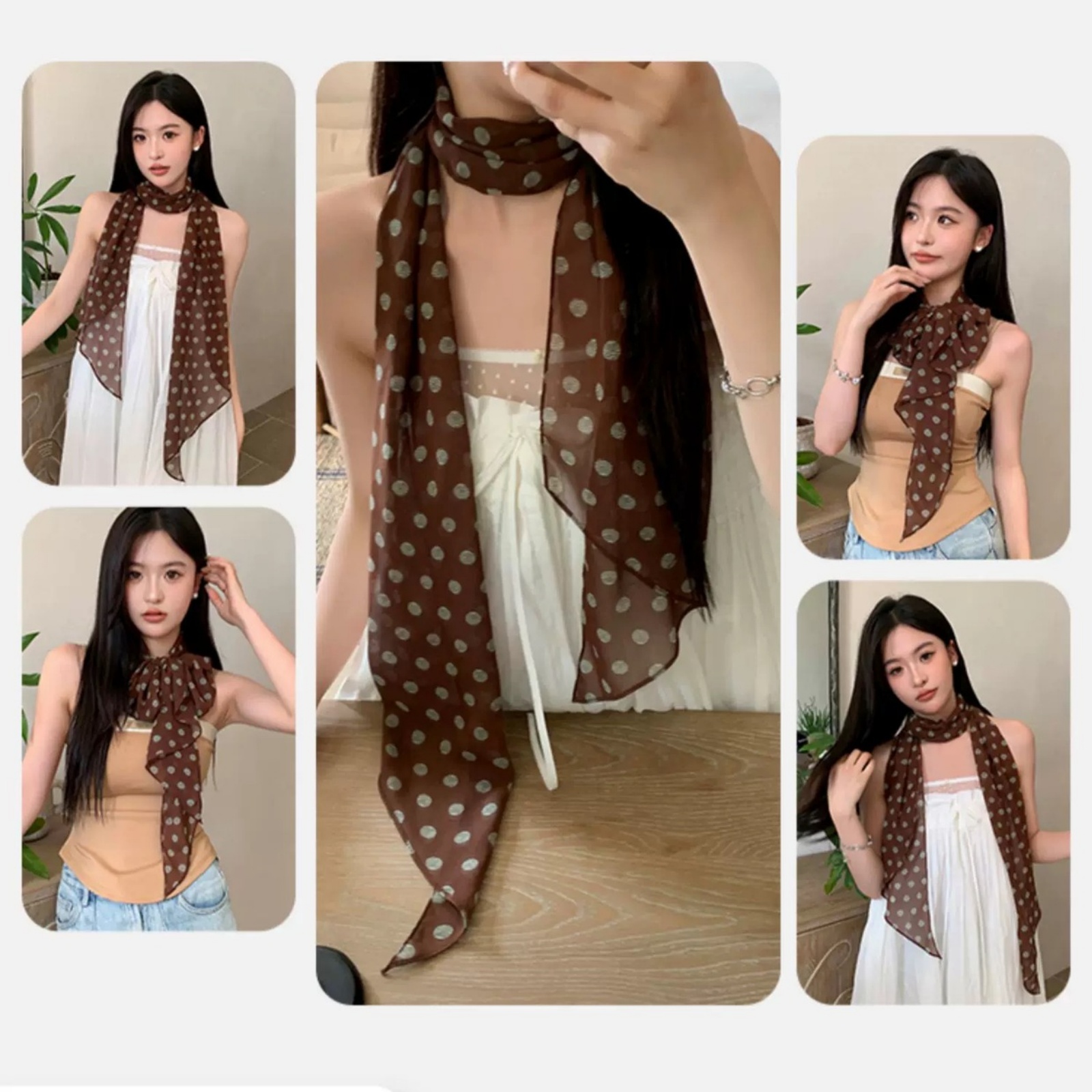 Vintage Polka Dot Chiffon Scar - огляд і ціна Vintage Fashion Wear