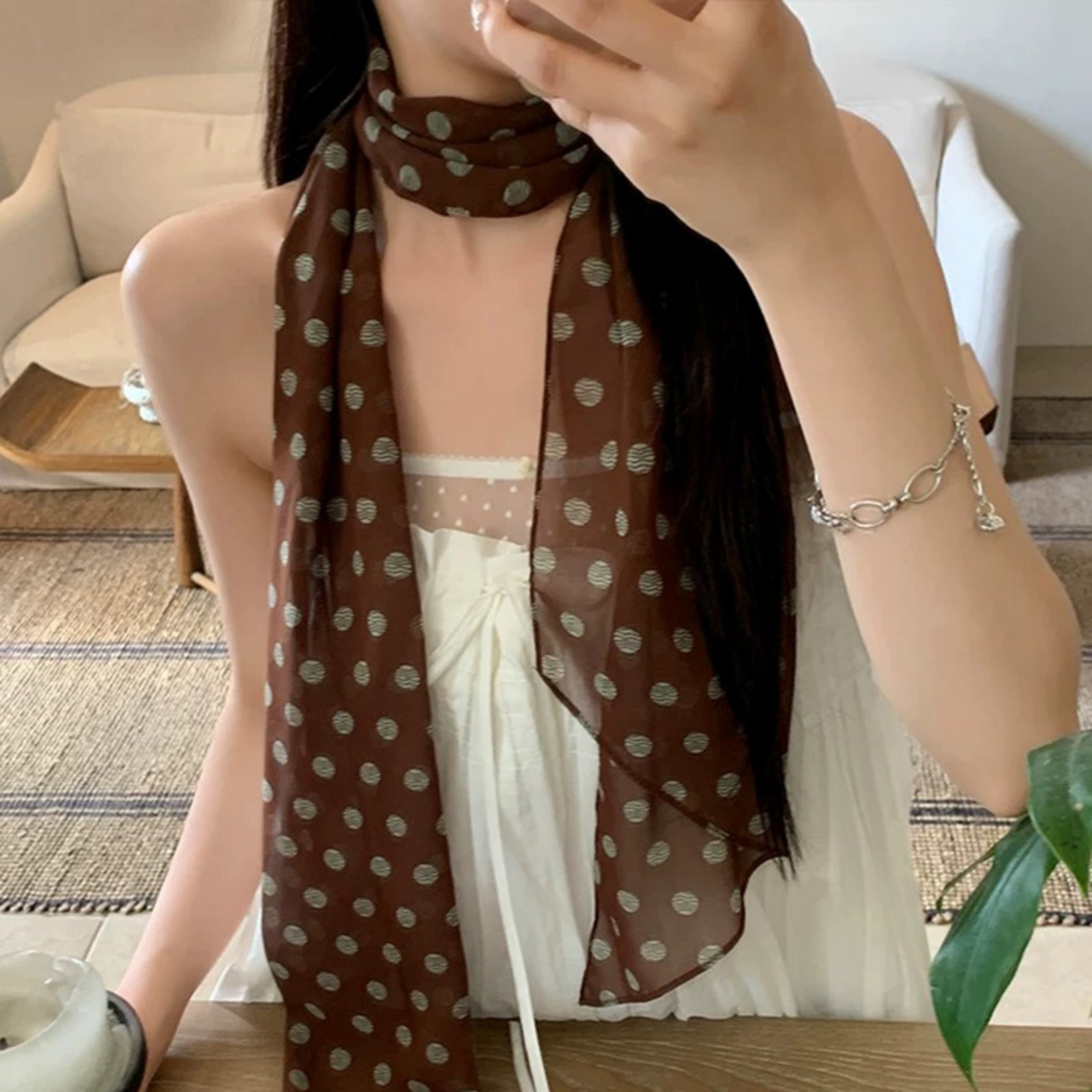 Vintage Polka Dot Chiffon Scar - огляд і ціна Vintage Fashion Wear